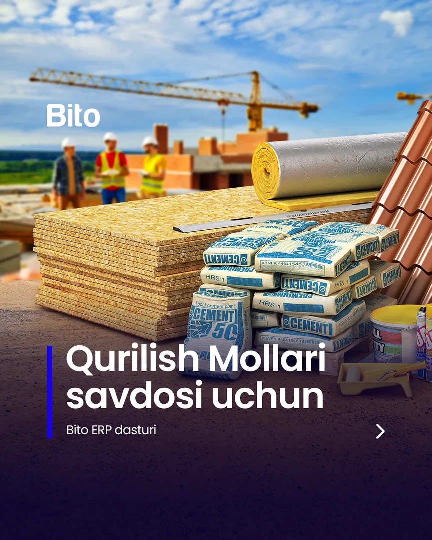 🛠 Qurilish Mollari savdosi uchun eng munosib dastur.

💸 Savdolaringizni online nazorat qiling

📈 Bito - Biz bilan biznesingizni… (1/5)
