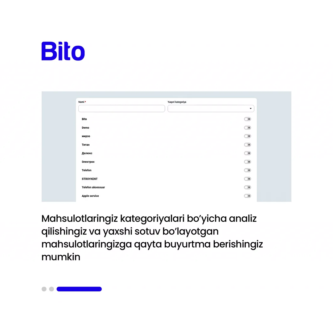 👨‍💻 Ta’minotchilaringiz bilan hisob-kitoblaringizni aniq raqamlarda nazorat qilishni xohlaysizmi?

🚚  Mahsulotlaringiz qachon yetkazib… (4/4)