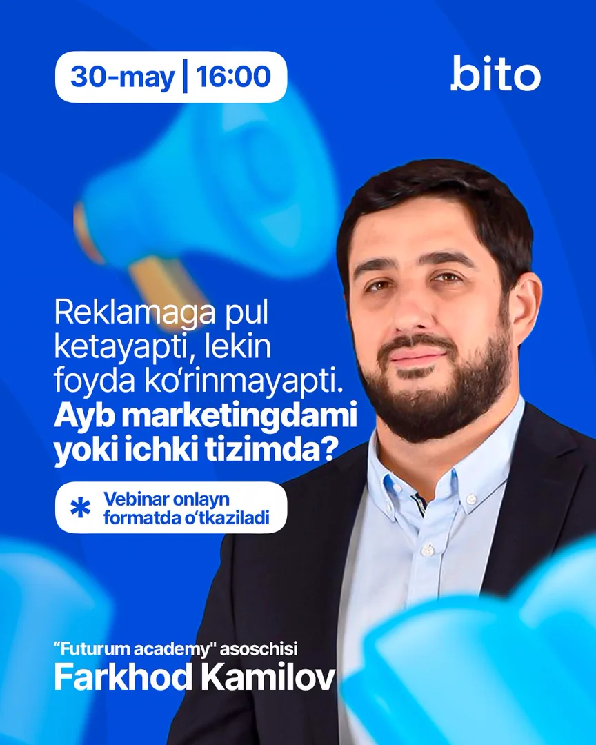 Reklamaga pul sarflamang!

Bito ERP mijozlari, sizlar uchun navbatdagi onlayn treningni tashkil qildik. Bu safar biroz og’riqliroq mavzuga…
