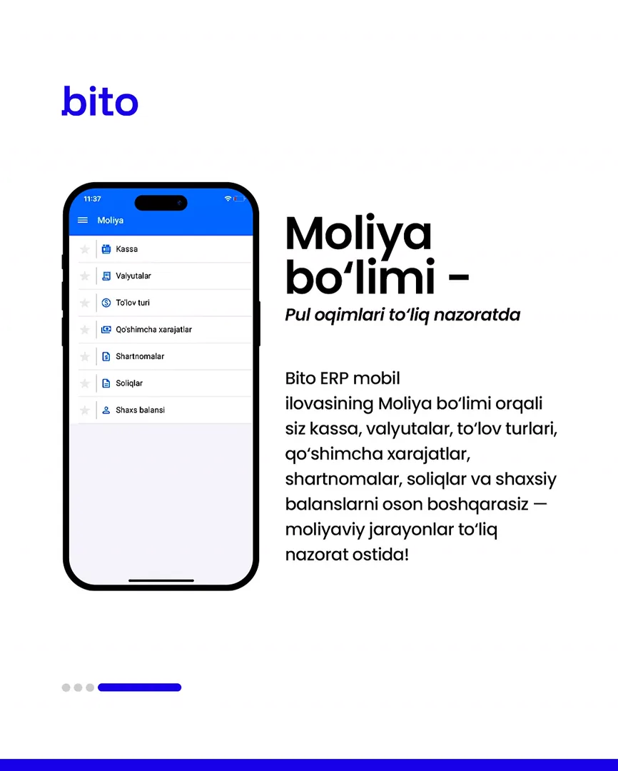 📱 Bito endi doimo yoningizda — mobil versiyada!

📈  Bito - Biz bilan biznesingizni avtomatlashtiring!

Batafsil:
☎️ 78-113-14-04 | Chat… (5/5)