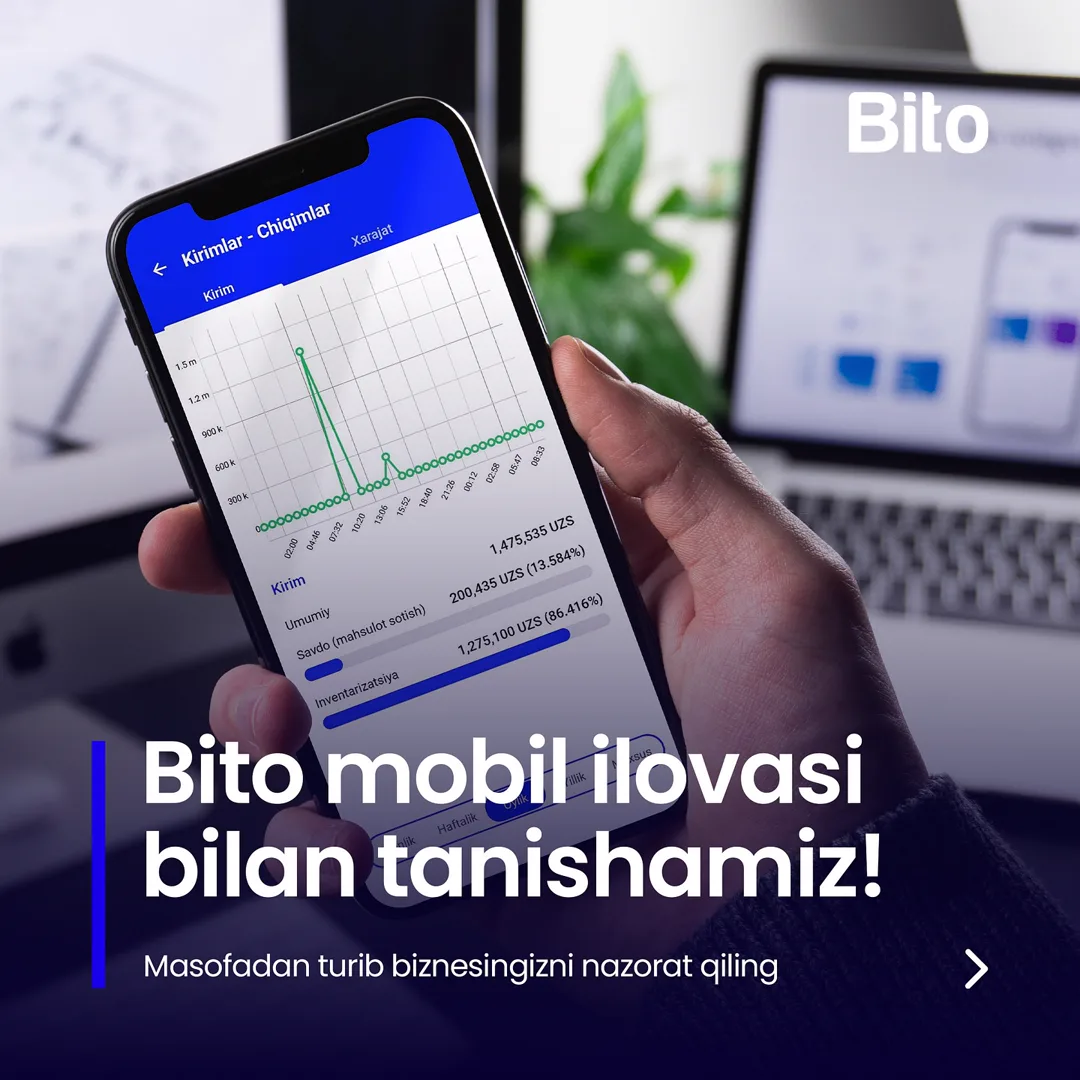 📱 Bito Mobil ilovasi haqida nimalarni bilasiz?
💸 Bito Mobil ilovasi bilan biznesingizni masofadan turib boshqaring.
📈 Bito - Biz… (1/5)