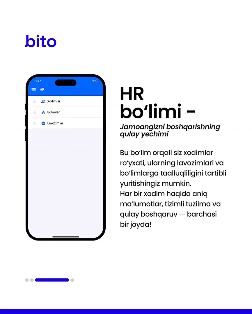 📱 Bito endi doimo yoningizda — mobil versiyada!

📈  Bito - Biz bilan biznesingizni avtomatlashtiring!

Batafsil:
☎️ 78-113-14-04 | Chat… (4/5)