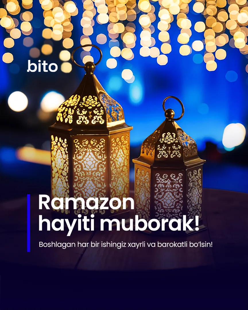 🌙 Aziz do’stlar, Bito jamoasi nomidan sizni muborak Ramazon Hayiti bilan tabriklaymiz!

😊 Hayitingiz baraka, tinchlik va baxt bilan…