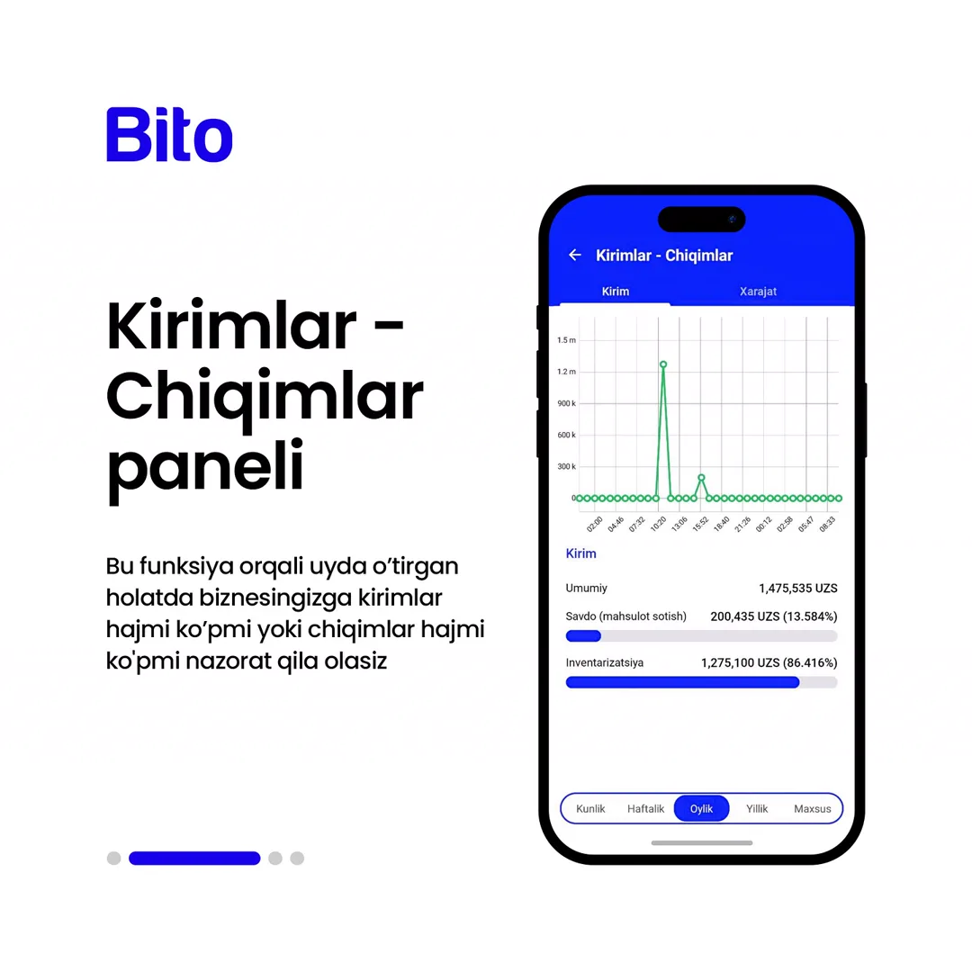 📱 Bito Mobil ilovasi haqida nimalarni bilasiz?
💸 Bito Mobil ilovasi bilan biznesingizni masofadan turib boshqaring.
📈 Bito - Biz… (3/5)