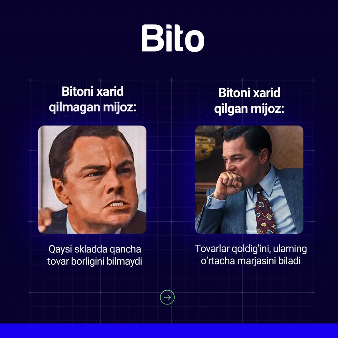 Bito bilan biznesingizni osonlashtiring!

Rasmlarni ko’ring va do’stlaringiz bilan bo’lishing! 👆🏻

☎️ Batafsil ma’lumot uchun:
+ 998 78… (3/4)