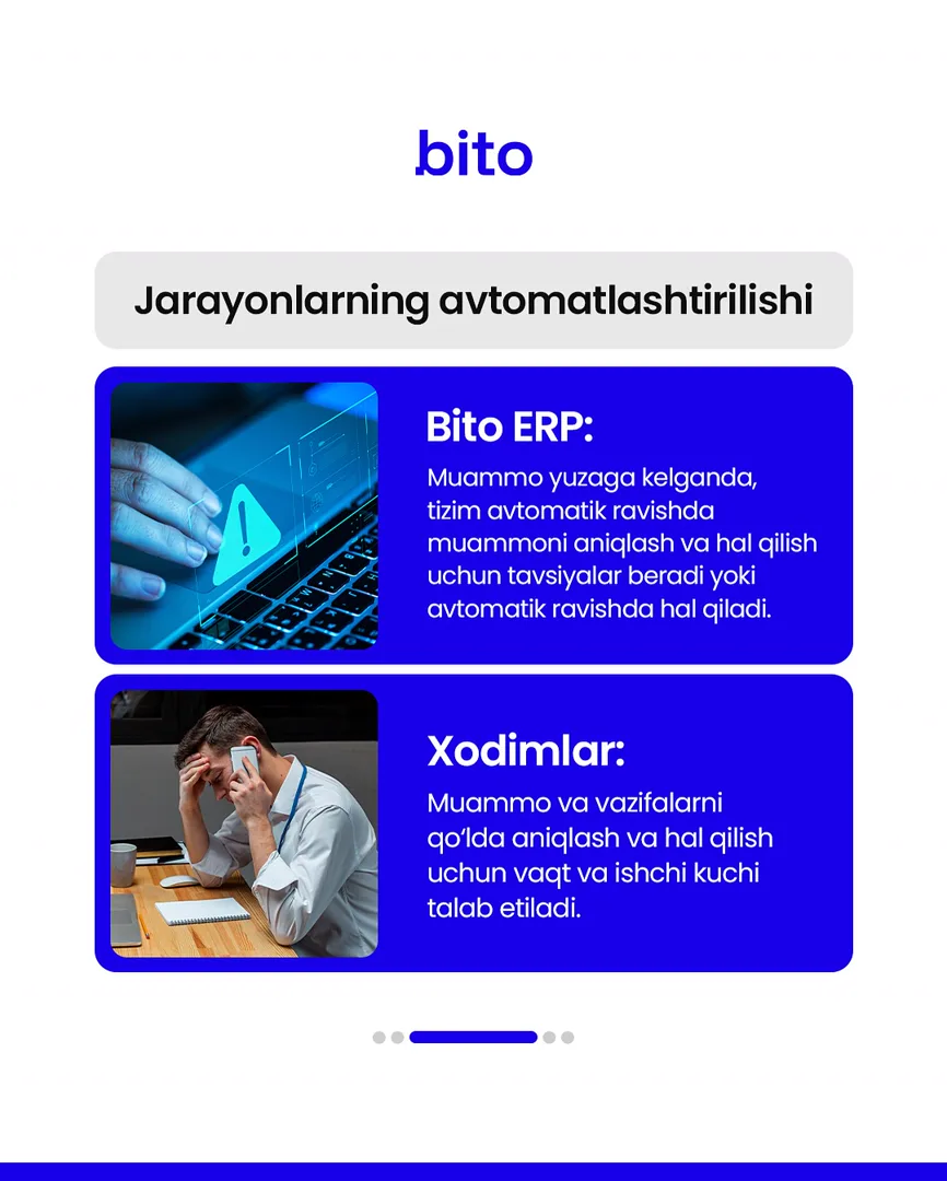 ⏱ Tez qaror, aniq harakat — bu ERP.

📈  Bito - Biz bilan biznesingizni avtomatlashtiring!

Batafsil:
☎️ 78-113-14-04 | Chat

Instagram |… (4/6)