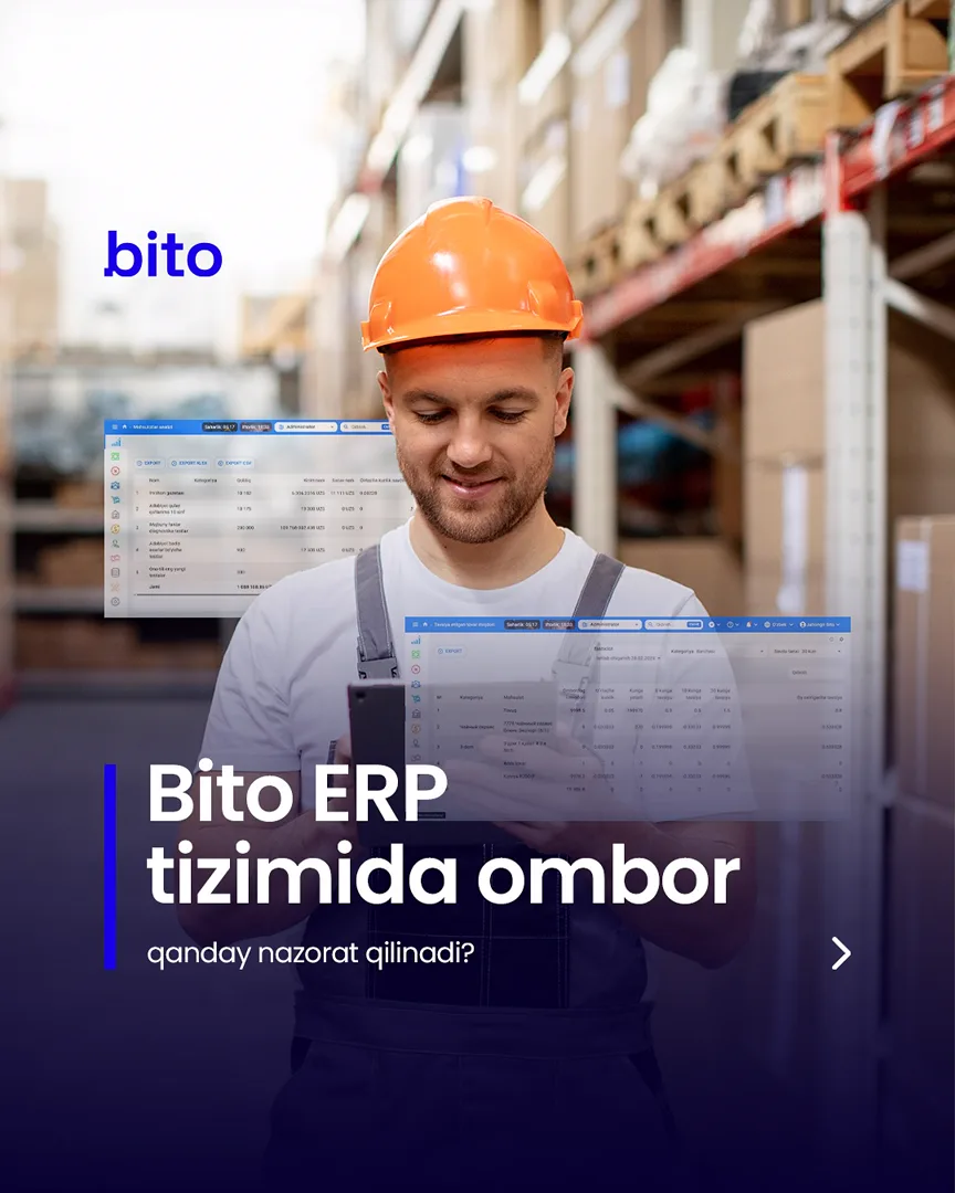 📦 Omboringizni to’liq avtomatlashgan holda nazorat qiling.

💻 Barcha jarayonlarni online kuzatib borasiz.

📈 Bito - Biz bilan… (1/5)