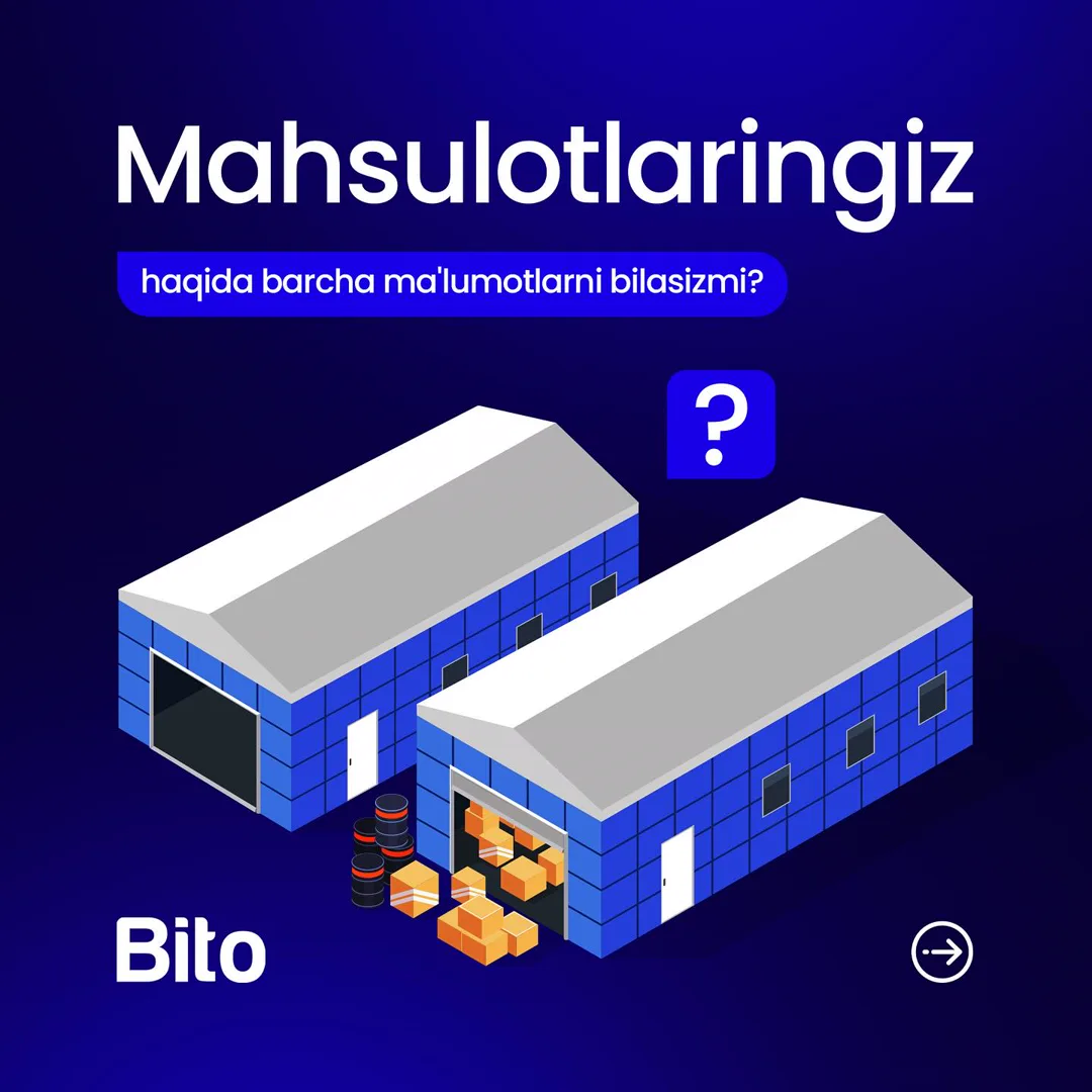 🏠 Omborxonangizda to’liq nazorat o’rnatmoqchimisiz?
📈 BITO ERP sistemasi bilan Ombordagi mahsulotlaringiz qoldig‘i, hisobotlari va… (1/5)