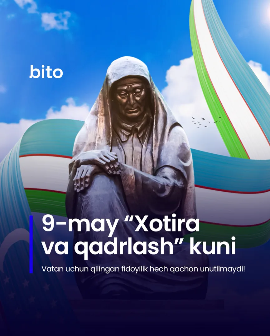 ⭐️ Bito ERP sizni 9-may – Xotira va Qadrlash kuni bilan muborakbod etadi. Qahramonlarimiz xotirasi doimo yuragimizda!