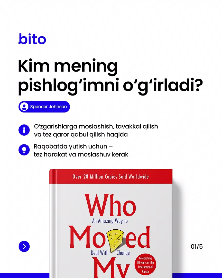 📚 Biznesmenlar uchun TOP-5 kitob

📈  Bito - Biz bilan biznesingizni avtomatlashtiring!

Batafsil:
☎️ 78-113-14-04 (2/6)