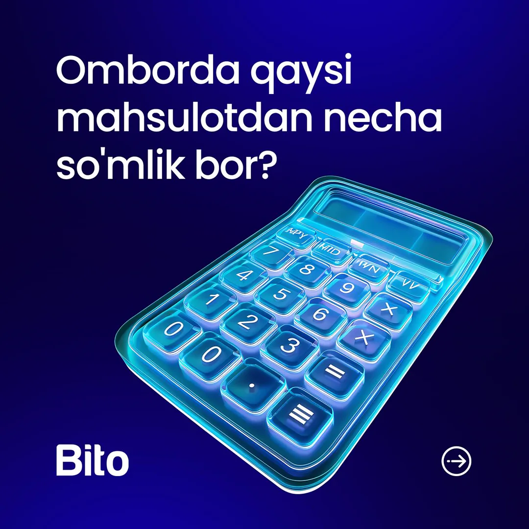 🏠 Omborxonangizda to’liq nazorat o’rnatmoqchimisiz?
📈 BITO ERP sistemasi bilan Ombordagi mahsulotlaringiz qoldig‘i, hisobotlari va… (4/5)