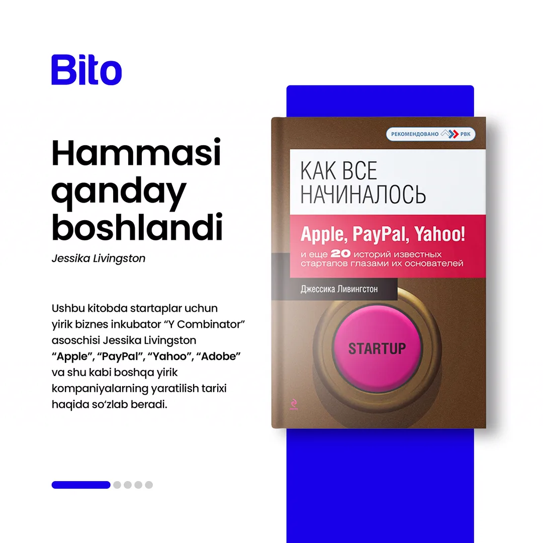 📚 Yosh biznesmenlar uchun eng foydali Top-5 kitoblar

📈 Bito - Biz bilan biznesingizni avtomatlashtiring!

Batafsil:
☎️ 78-113-14-04 (2/6)