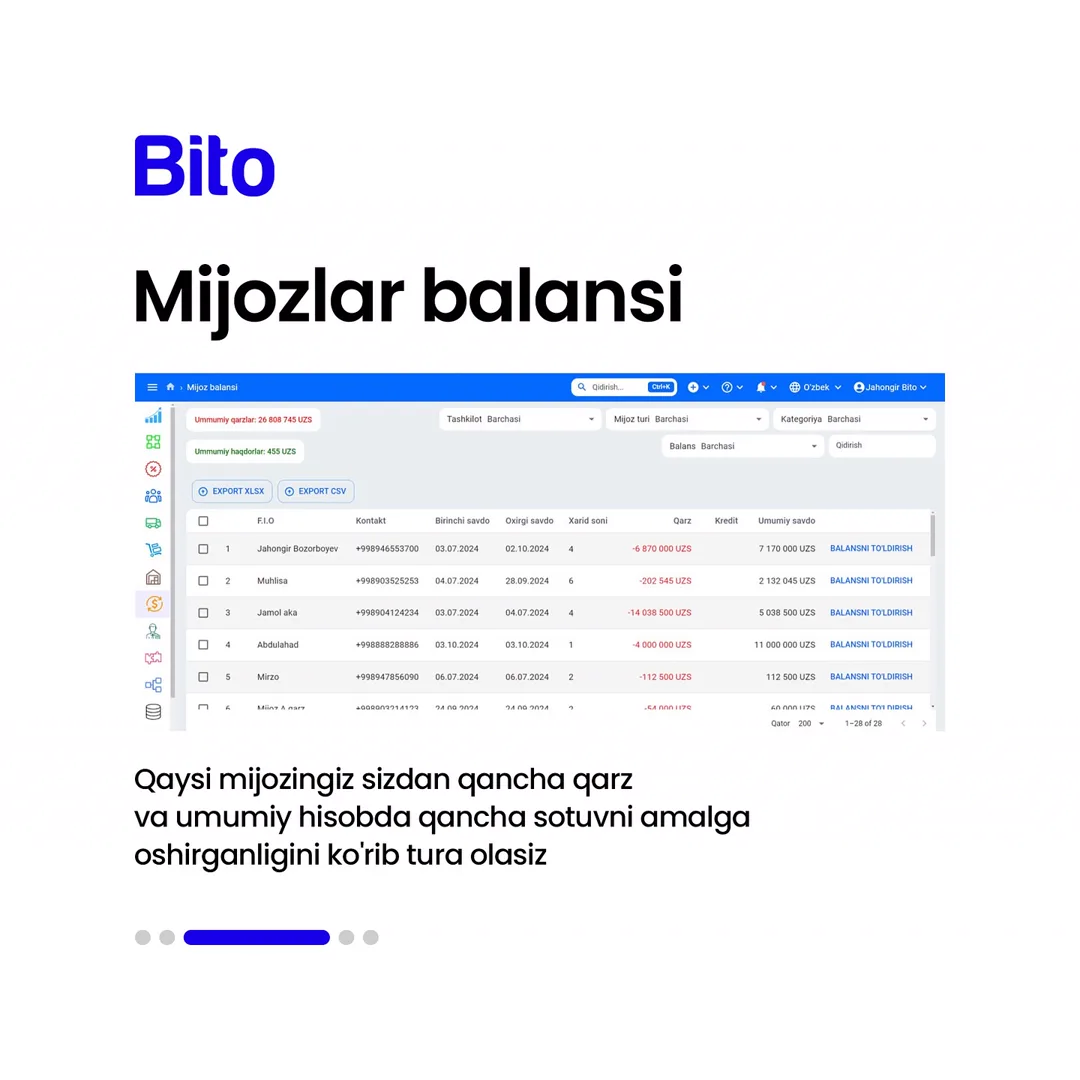 📈 BITO ERP sistemasining siz bilmagan qanday xususiyatlari mavjud?
💵 Biznesingiz uchun kerakli bo’lgan xususiyatlar bilan tanishing.
📈… (4/6)