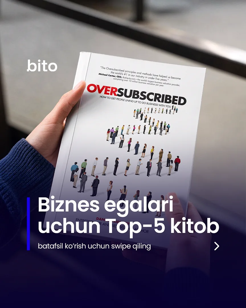 📚 Biznesmenlar uchun TOP-5 kitob

📈  Bito - Biz bilan biznesingizni avtomatlashtiring!

Batafsil:
☎️ 78-113-14-04 (1/6)