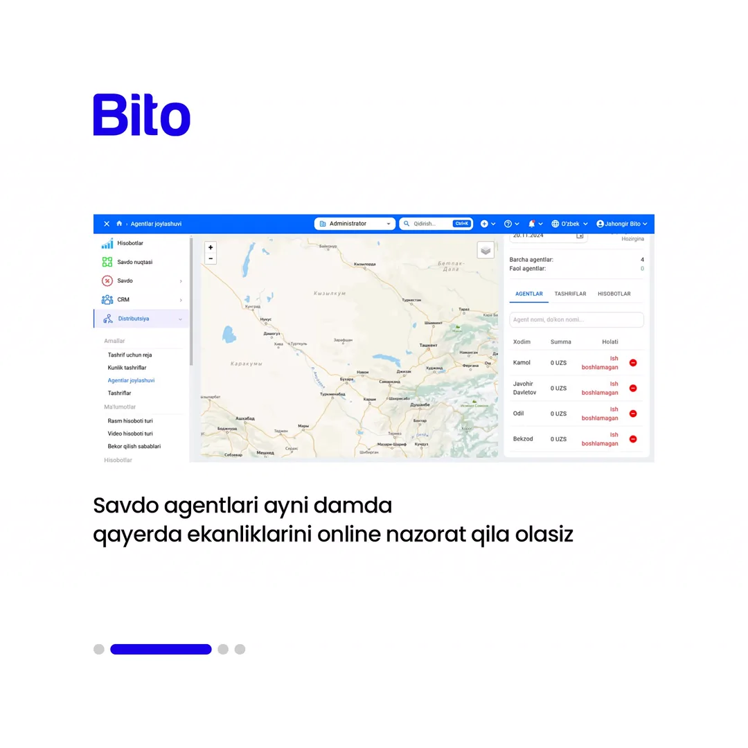 🚚 Distribyutorlar uchun ajoyib yechim!
👉 Savdo agentlarining nazorati, kunlik sotuv planlari, mijozlar bazasi, mahsulotlar bazasi… (3/5)
