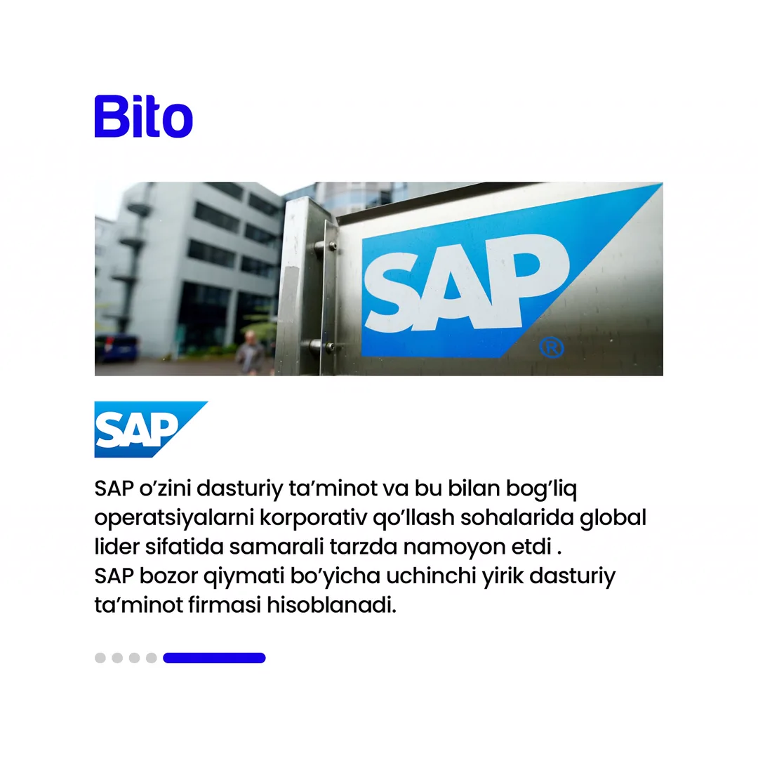 🌍 Dunyodagi TOP-5 avtomatlashgan kompaniyalar bilan tanishing.

👉 Sizchi?! Siz kompaniyangizni avtomatlashtirdingizmi?

📈  Bito - Biz… (6/6)