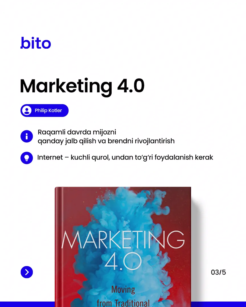 📚 Biznesmenlar uchun TOP-5 kitob

📈  Bito - Biz bilan biznesingizni avtomatlashtiring!

Batafsil:
☎️ 78-113-14-04 (4/6)