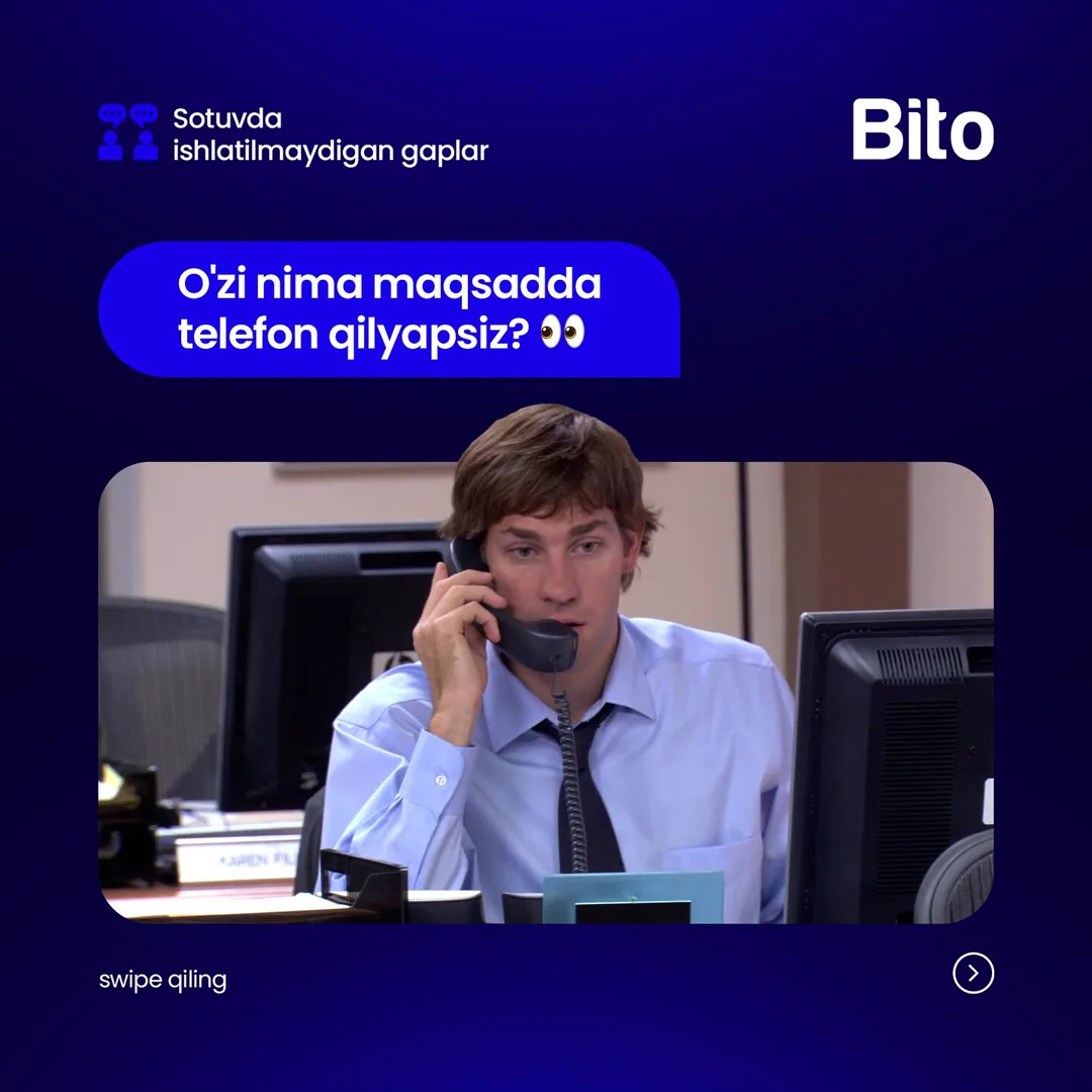 🙅♂️ Sotuvda ishlatib bo’lmaydigan gaplar borligini bilasizmi?
🧮 Noto’g’ri gaplar - sotuvlaringiz tushib ketishiga olib keladi
📈 BITO… (3/6)