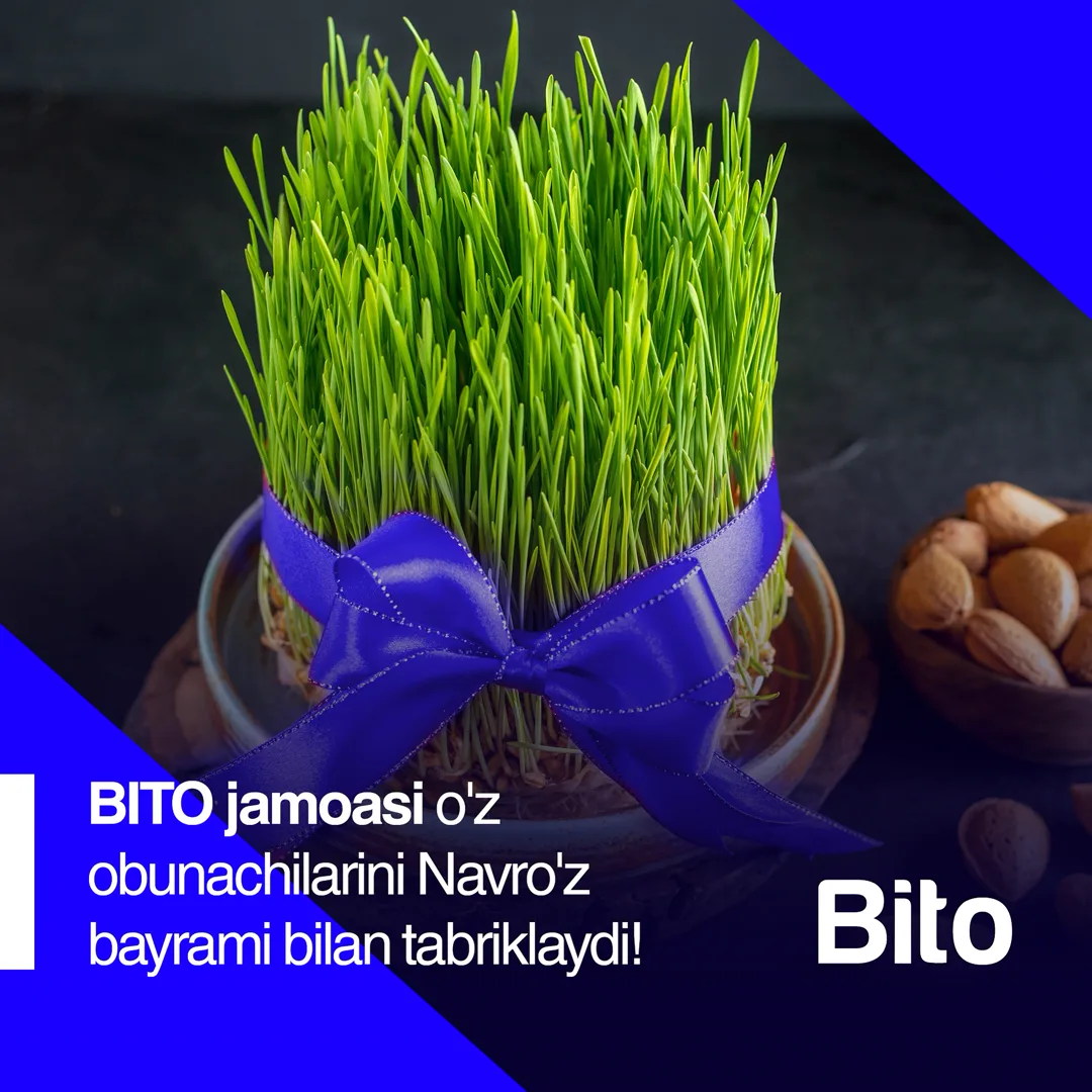 Bito Jamoasi o’z obunachilarini Navro’z bayrami bilan tabriklaydi!

Sizlarni ezgulik, nafosat, yasharish, yangilanish, mehr-oqibat ayomi…
