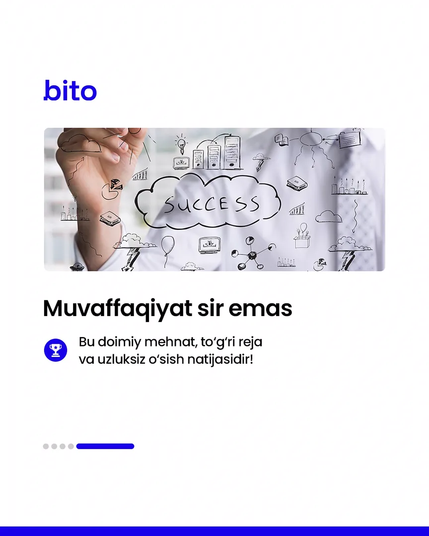 💸 Biznesda omadga erishish uchun nimalar qilish kerak?

⭐️ Biz bilan aniq natijalarga erishing.

📈 Bito - Biz bilan biznesingizni… (6/6)