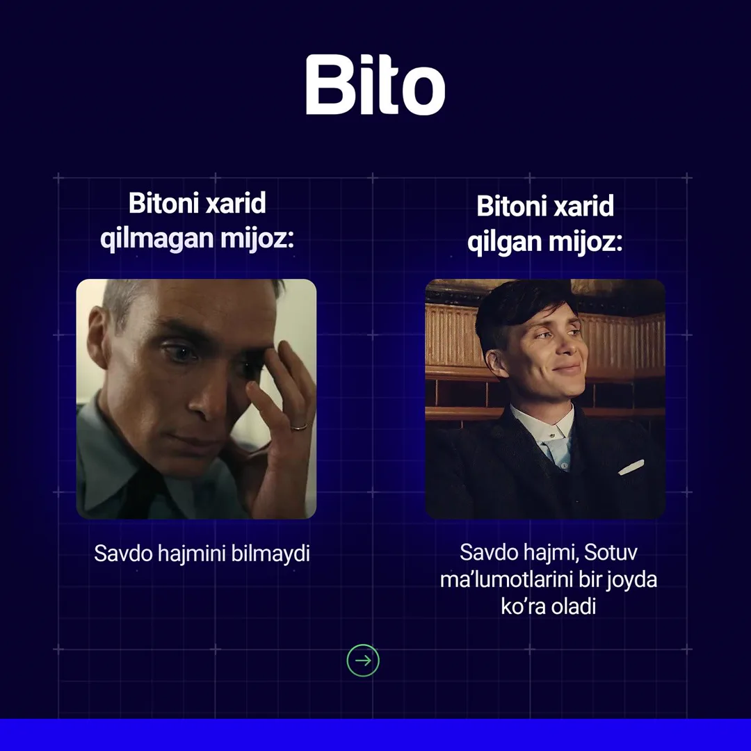 Bito bilan biznesingizni osonlashtiring!

Rasmlarni ko’ring va do’stlaringiz bilan bo’lishing! 👆🏻

☎️ Batafsil ma’lumot uchun:
+ 998 78… (1/4)