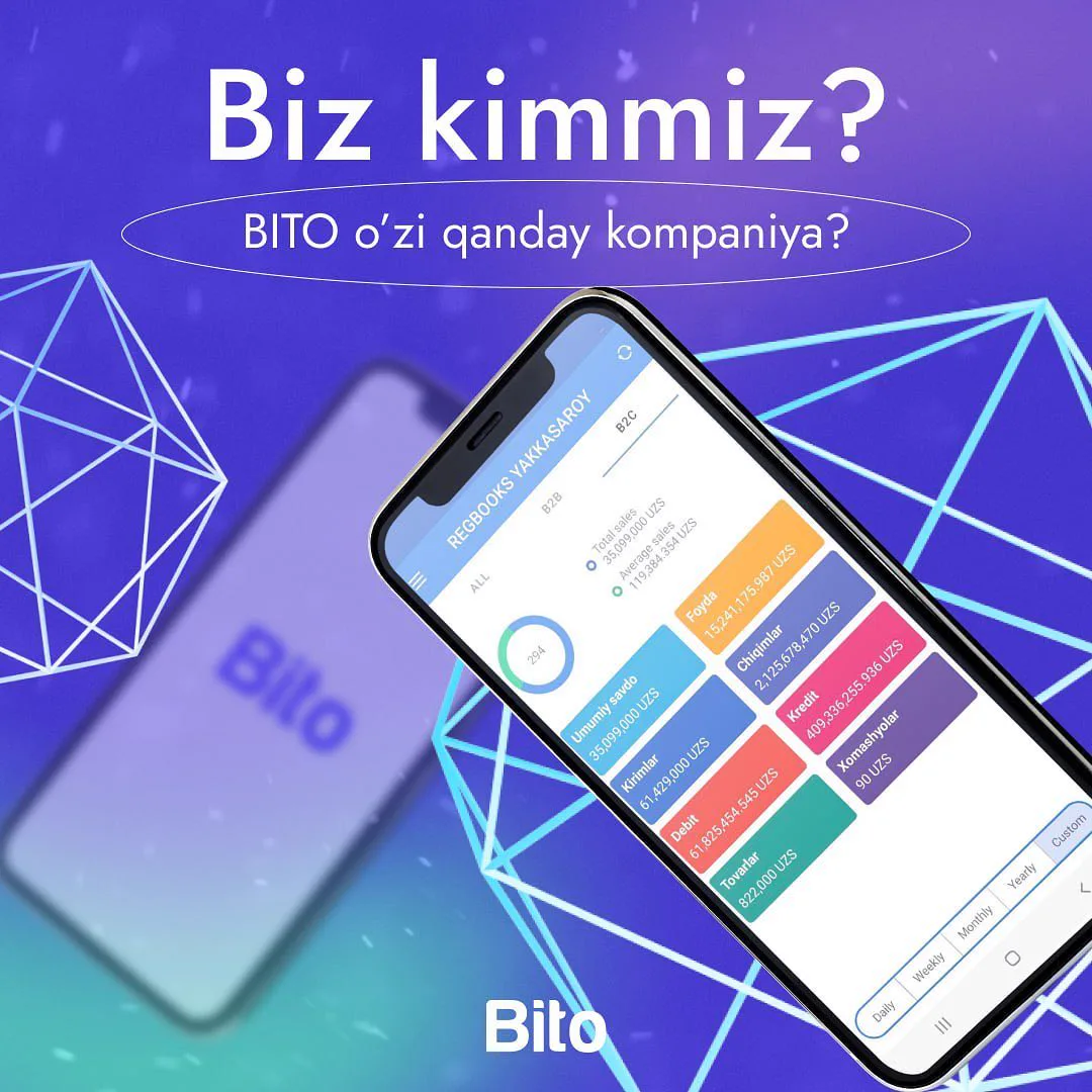 BITO — bu biznesning barcha jarayonlarini boshqarishga yordam beruvchi dasturiy ta'minot tizimi 🖥
(moliya, kadrlar, ishlab chiqarish,… (1/2)