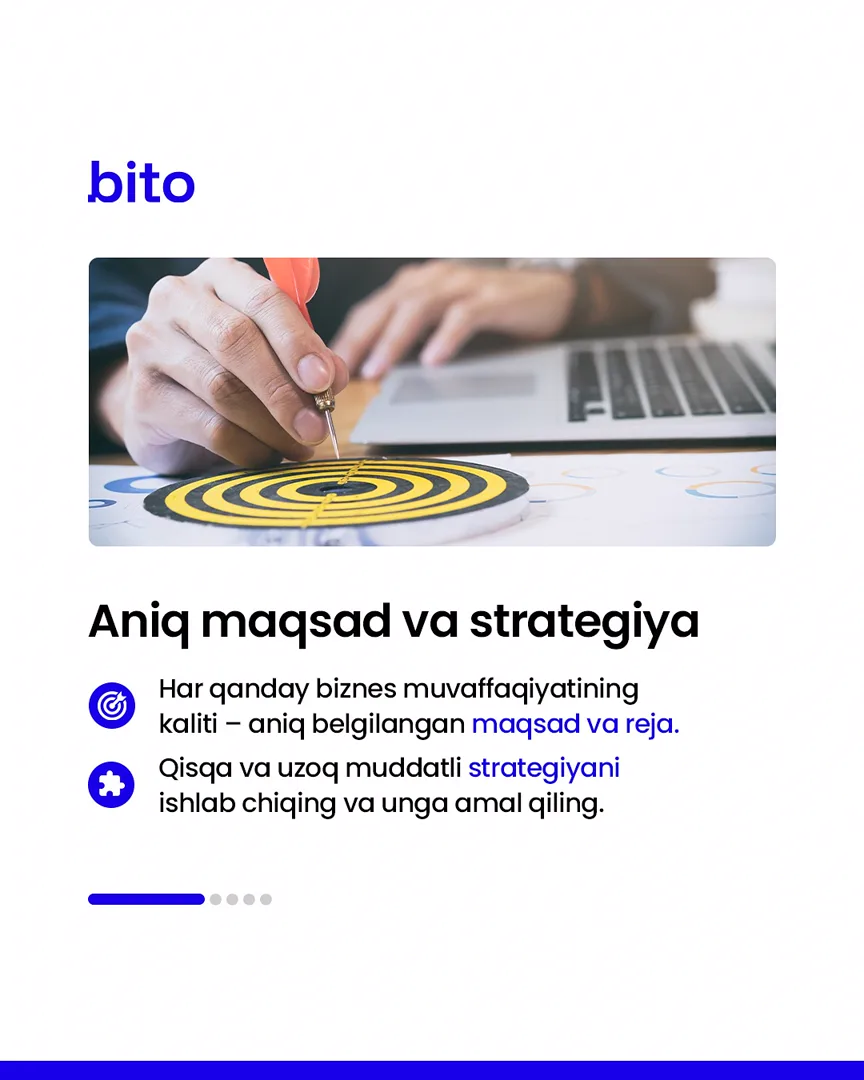 💸 Biznesda omadga erishish uchun nimalar qilish kerak?

⭐️ Biz bilan aniq natijalarga erishing.

📈 Bito - Biz bilan biznesingizni… (2/6)
