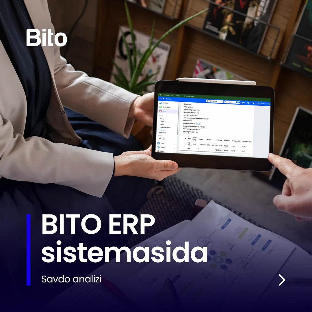 💰 Sotuv bo’limingizni to’liq nazorat qiling!

⭐️ Savdo planlari, chegirmalar, mahsulotlarni qaytarish sabablari barchasini online nazorat… (1/5)