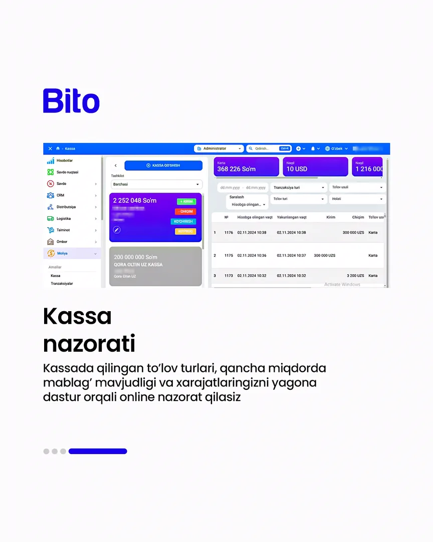 🛠 Qurilish Mollari savdosi uchun eng munosib dastur.

💸 Savdolaringizni online nazorat qiling

📈 Bito - Biz bilan biznesingizni… (5/5)