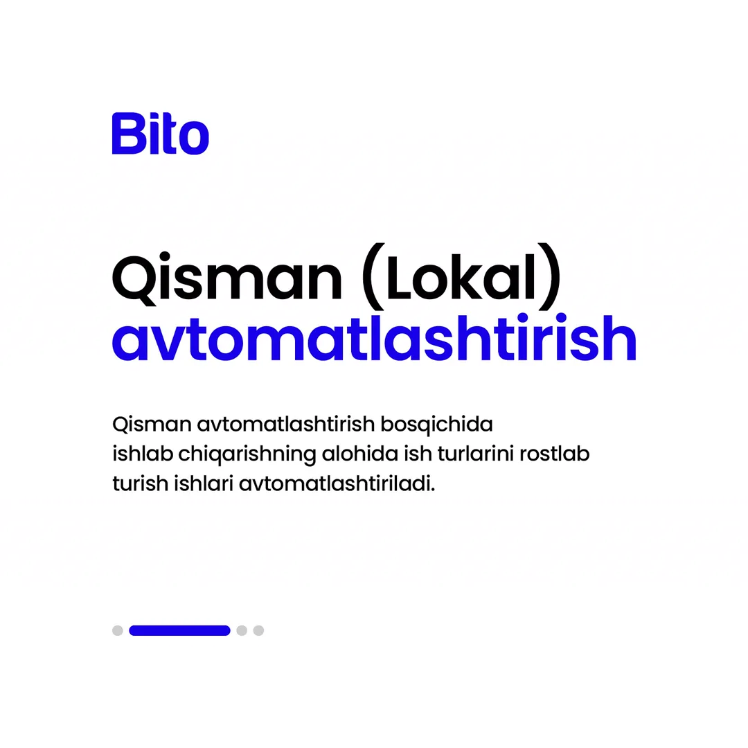 ⚙️ Ishlab chiqarishda avtomatlashtirish qanday o‘rin egallaydi?
🔼 Ishlab chiqarishda avtomatlashtirishning qanday turlari mavjud?
📈… (3/5)