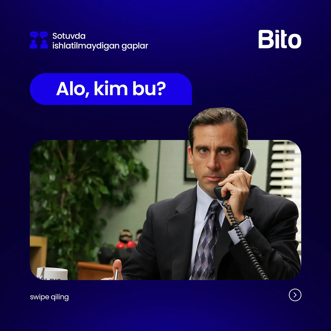 🙅♂️ Sotuvda ishlatib bo’lmaydigan gaplar borligini bilasizmi?
🧮 Noto’g’ri gaplar - sotuvlaringiz tushib ketishiga olib keladi
📈 BITO… (2/6)
