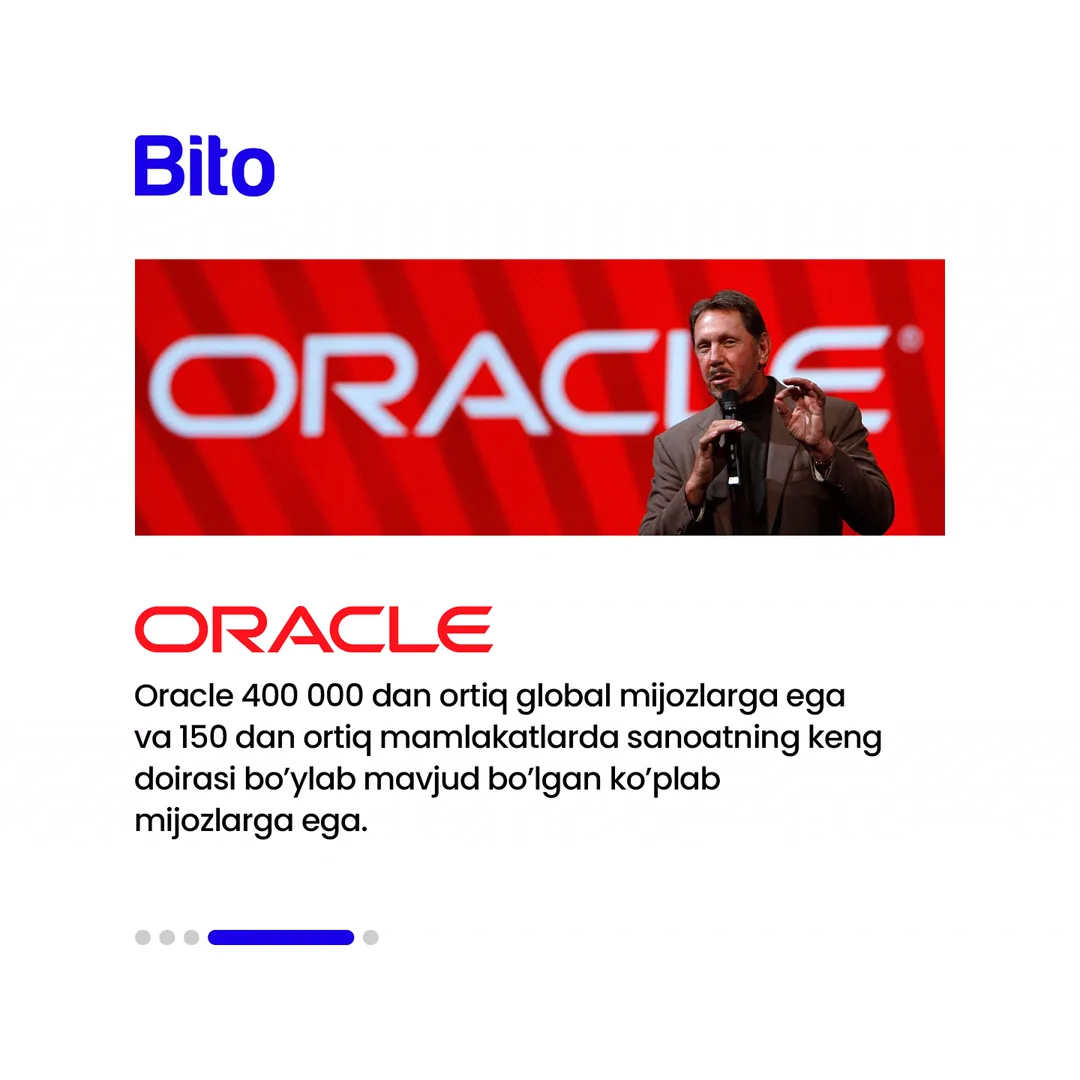 🌍 Dunyodagi TOP-5 avtomatlashgan kompaniyalar bilan tanishing.

👉 Sizchi?! Siz kompaniyangizni avtomatlashtirdingizmi?

📈  Bito - Biz… (5/6)