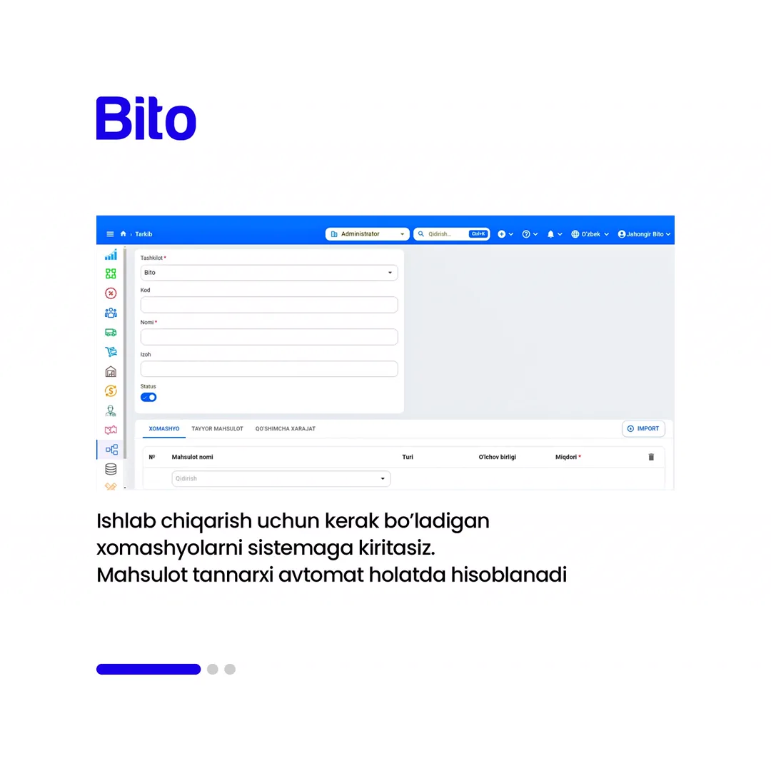 🏭 Ishlab chiqarishdagi barcha jarayonlarni to’liq avtomatlashtirish mumkinligini bilasizmi?

✅  BITO ERP sistemasi orqali ishlab… (2/4)