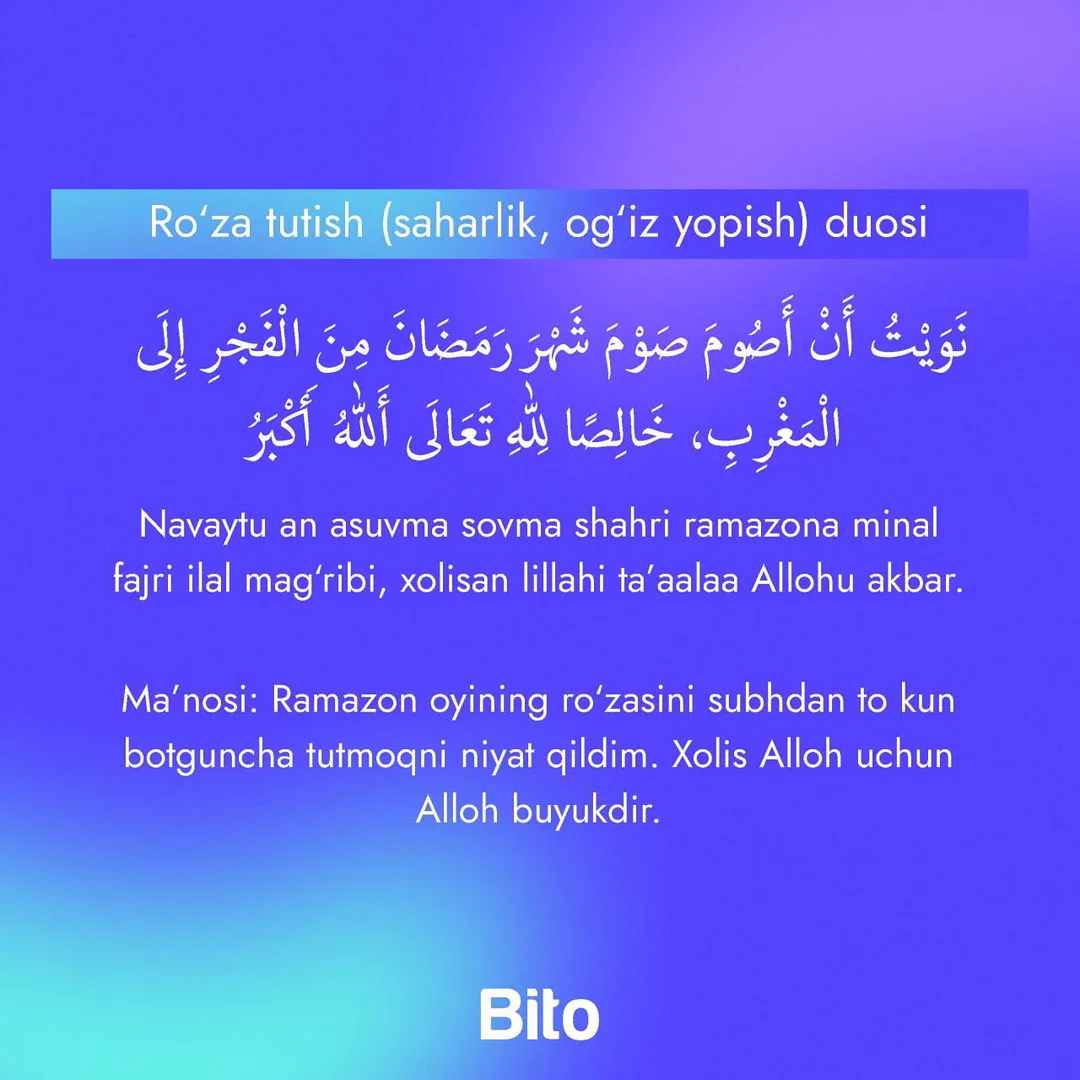 Barchangizni muborak Ramazon oyi bilan tabriklaymiz 🌙

Bu oy hayotga yangilanish, tanani poklash, quvonch va baxt olib kelsin 🙏

Ollohim… (4/5)