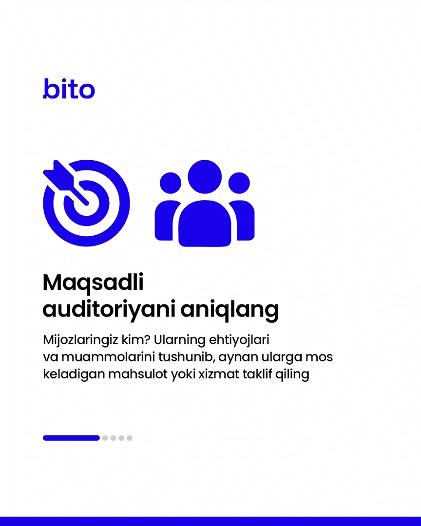 📊 Marketing orqali o’z biznesingizga mijozlarni jalb qiling.
💸 Ma’lumotlardan foydalanib daromadlaringizni oshiring
📈 Bito - Biz bilan… (2/6)