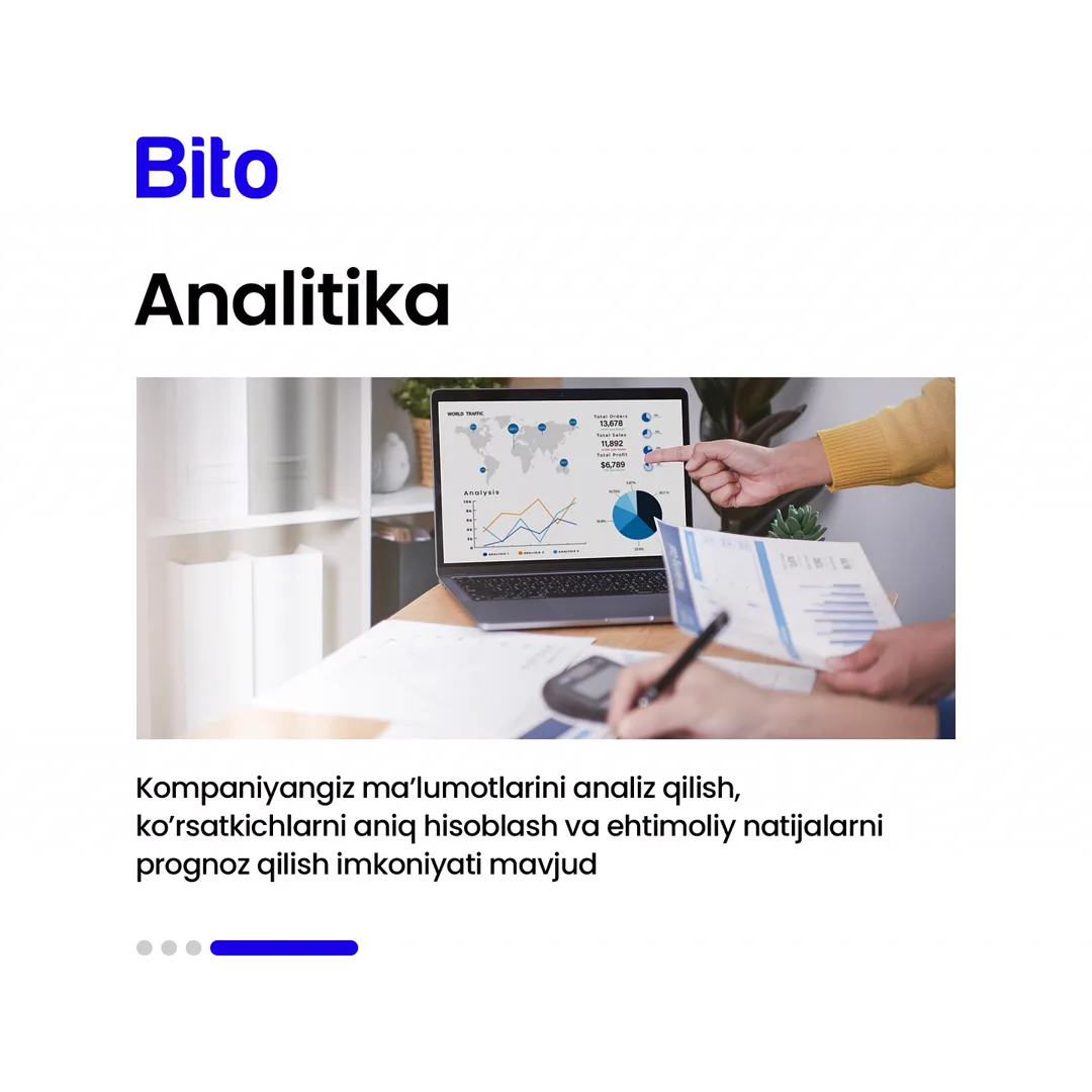 ⭐️ BITO ERP sistemasining qanday imkoniyatlari mavjud?
💰Sizning biznesingizdagi muammolar aynan BITO ERP sistemasida hal bo’ladi.
⚙️… (5/5)