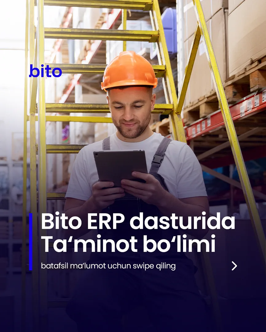 🏭 Ta’minotchilar bilan bo’lgan barcha hisob-kitoblarni online nazorat qiling

📈  Bito - Biz bilan biznesingizni avtomatlashtiring!… (1/5)