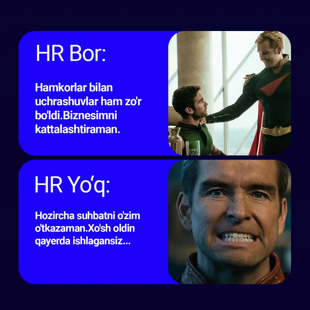 HR bor va HR yo’q biznesning farqi nimada? 🧐
To’liq ma’lumotga ega bo’lish uchun rasmlarni ohirigacha ko’ring ☝️
☎️ Batafsil ma’lumot… (4/6)