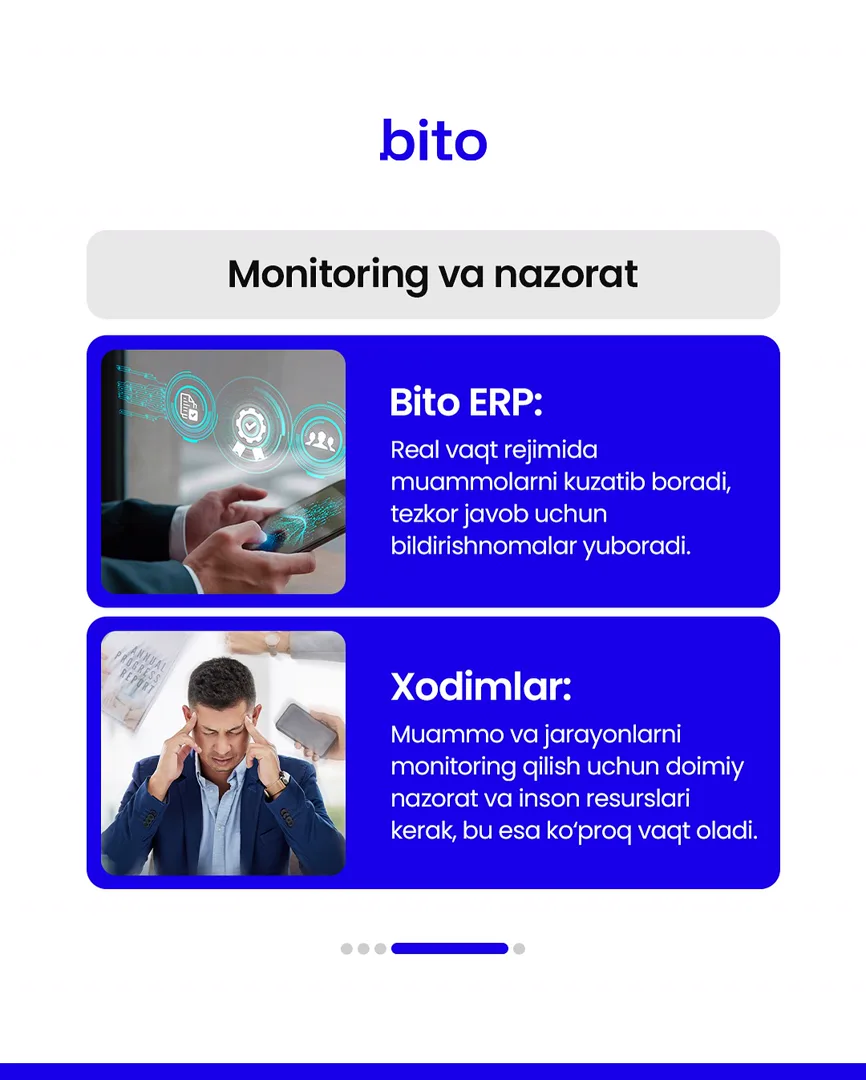 ⏱ Tez qaror, aniq harakat — bu ERP.

📈  Bito - Biz bilan biznesingizni avtomatlashtiring!

Batafsil:
☎️ 78-113-14-04 | Chat

Instagram |… (5/6)