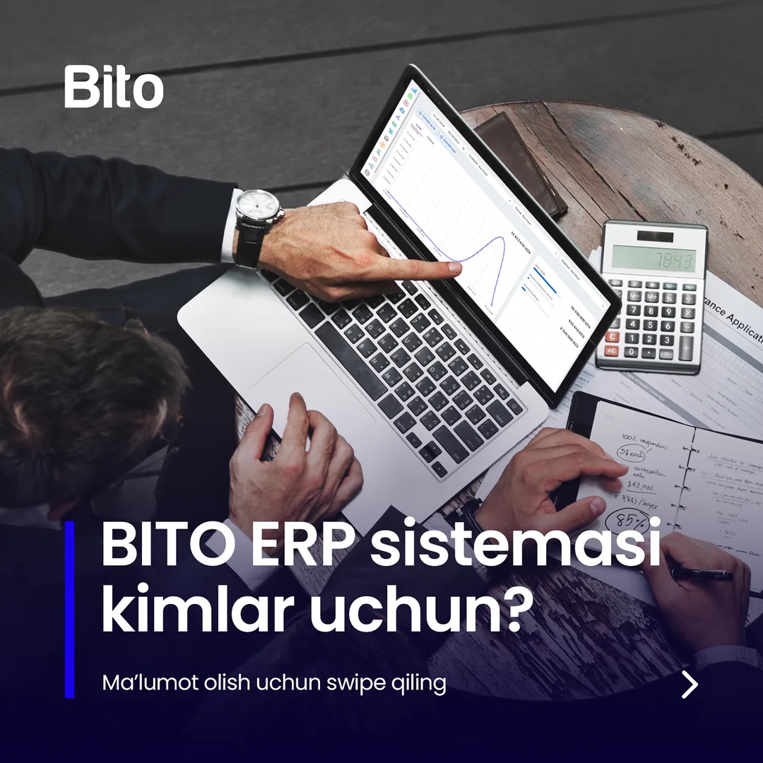 📈 BITO ERP sistemasi qaysi biznes turlari uchun mos keladi?

⚙️ BITO - Vaqtingizni va pulingizni tejang

Batafsil:
☎️ 78-113-14-04 (1/5)