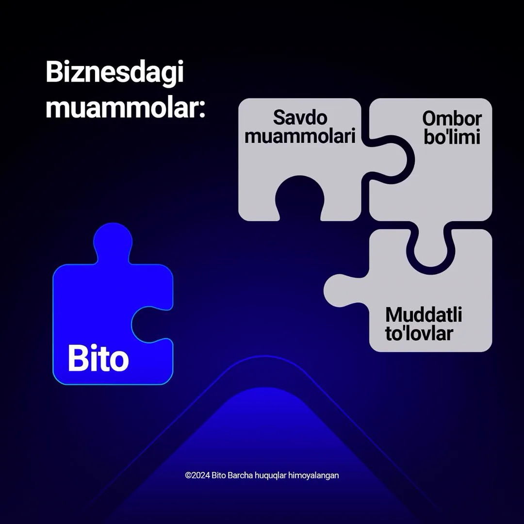 Biznesdagi muammolarga qanday yechim berish kerak? 🤷♂️
Albatta BITO ERP sistemasi orqali 📈
☎️Batafsil ma’lumot uchun:
+998781131404