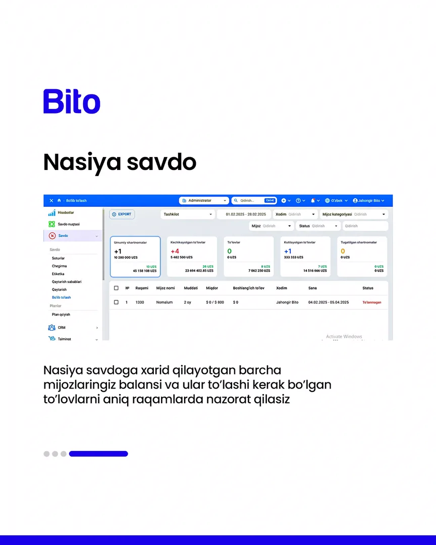 📲 Mobil telefonlar savdosi uchun eng munosib dastur

📈 Bito - Biz bilan biznesingizni avtomatlashtiring!

Batafsil:
☎️ 78-113-14-04 (5/5)
