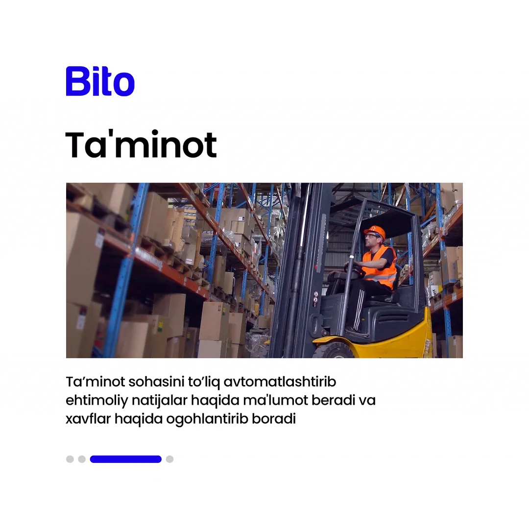 ⭐️ BITO ERP sistemasining qanday imkoniyatlari mavjud?
💰Sizning biznesingizdagi muammolar aynan BITO ERP sistemasida hal bo’ladi.
⚙️… (4/5)