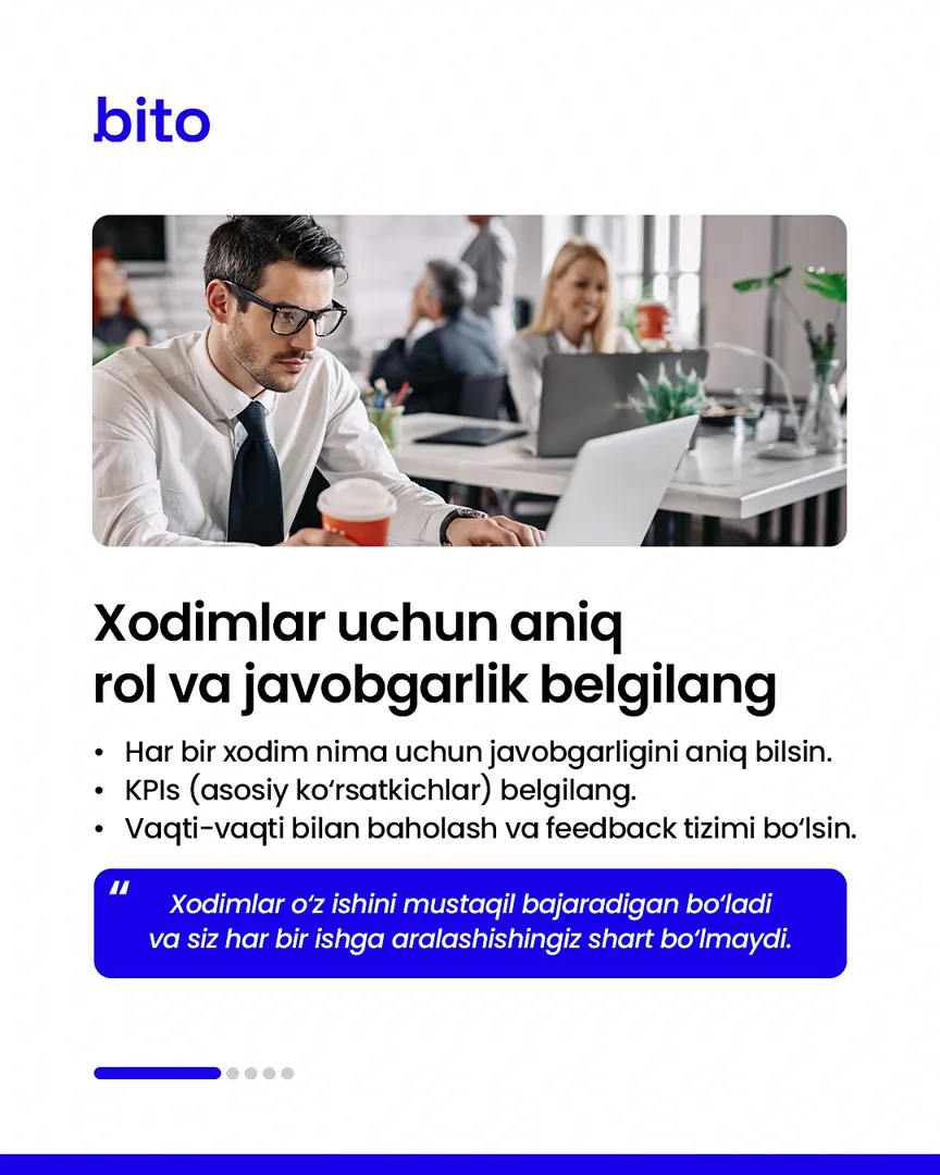⭐️ Tartibsiz biznesga chek qo‘ying!
📈 Bito - Biz bilan biznesingizni avtomatlashtiring!
Batafsil:
☎️ 78-113-14-04 | Chat
Instagram |… (2/6)