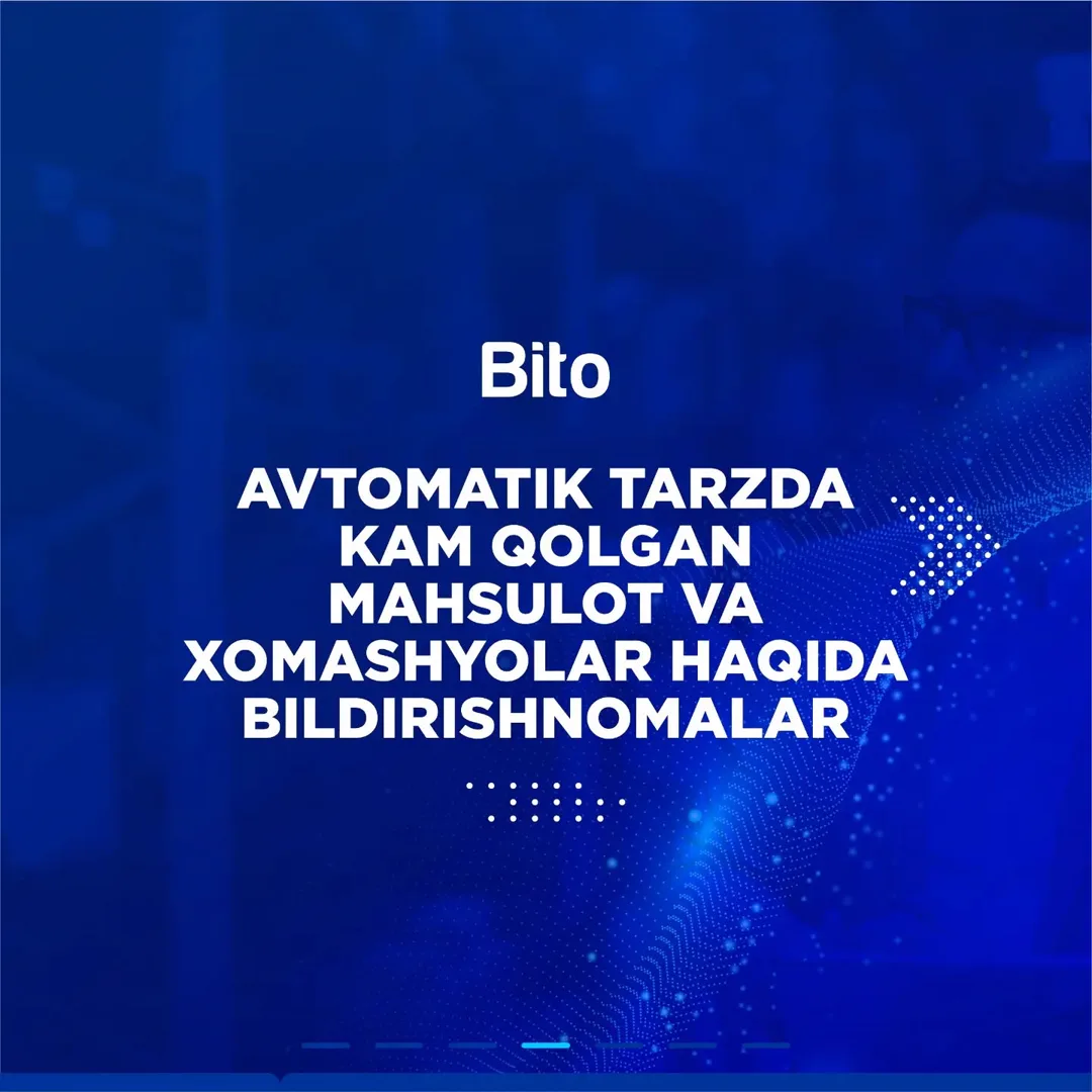 Do'konda qancha tovar qolganini bittalab sanashdan qutulish vaqti keldi!

📉 Bito bilan noqulay axvolga tushib qolmaysiz! Chunki, dastur… (4/7)