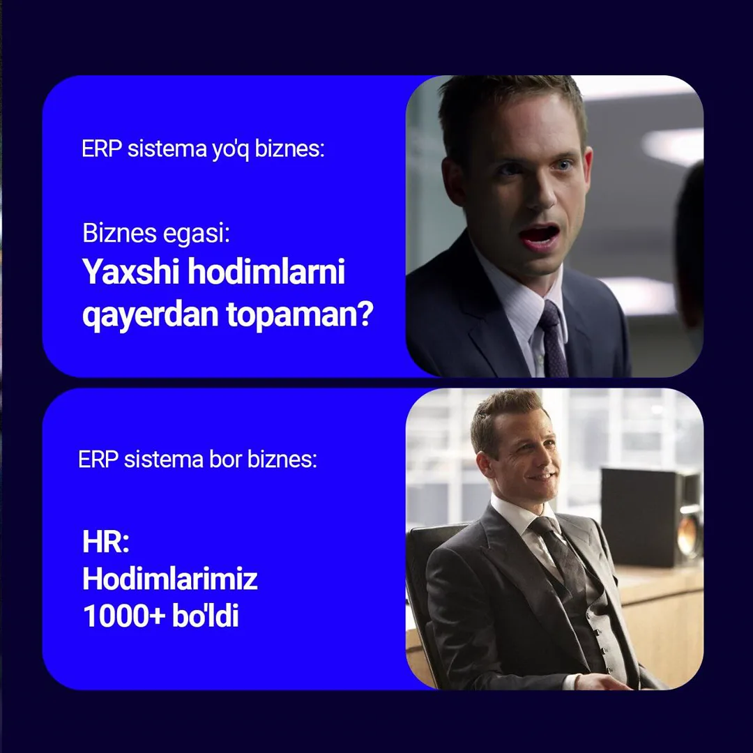 ERP sistemasi bor va ERP sistemasi yo‘q bizneslarning farqi nimada? 🤔

Aniq farqni bilib olish uchun swipe qiling ☝️

☎️   Batafsil… (2/4)