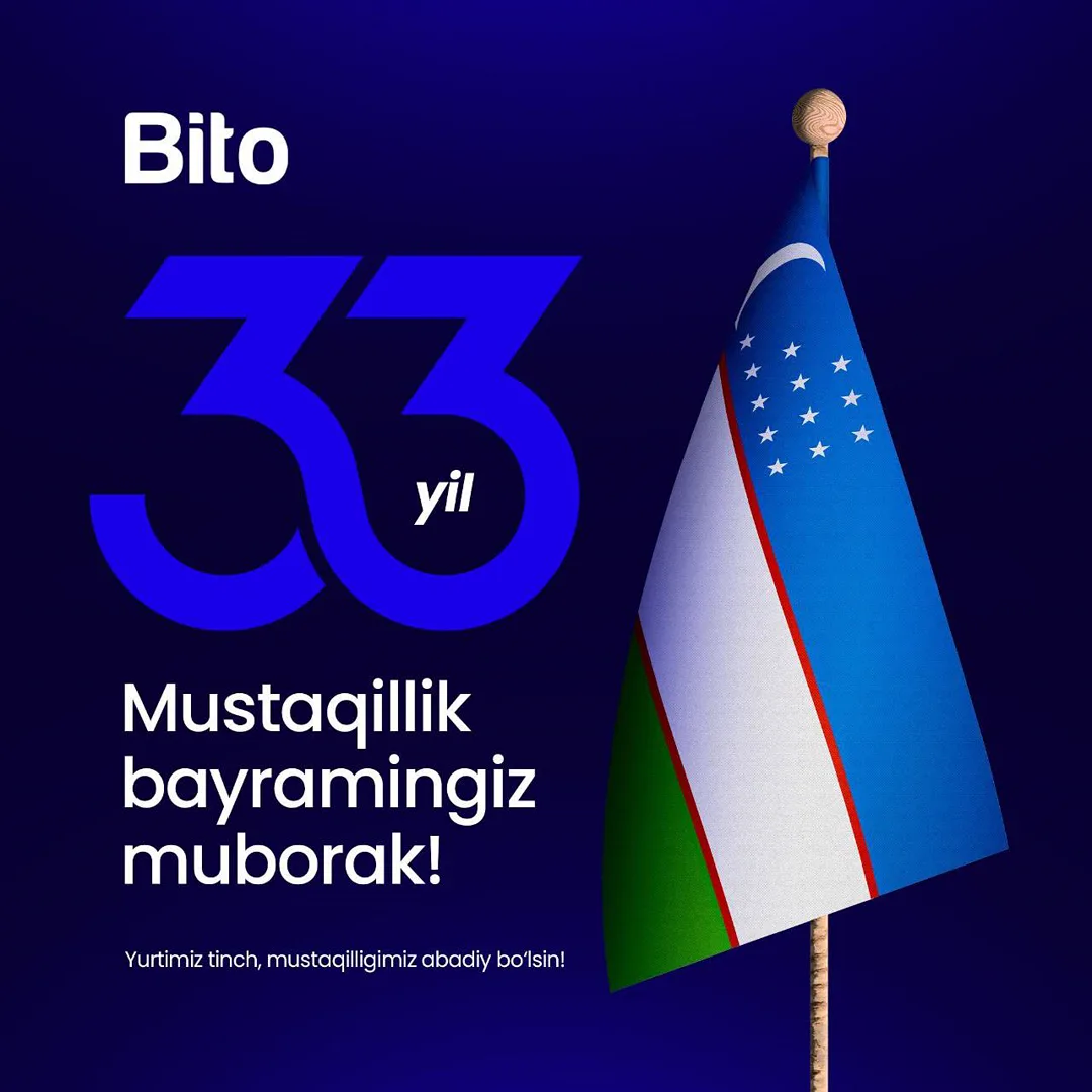 🇺🇿 Mustaqilligimizning 33 yilligi Muborak bo’lsin

☀️ Yurtimiz doim tinch, Mustaqilligimiz abadiy bo‘lsin
