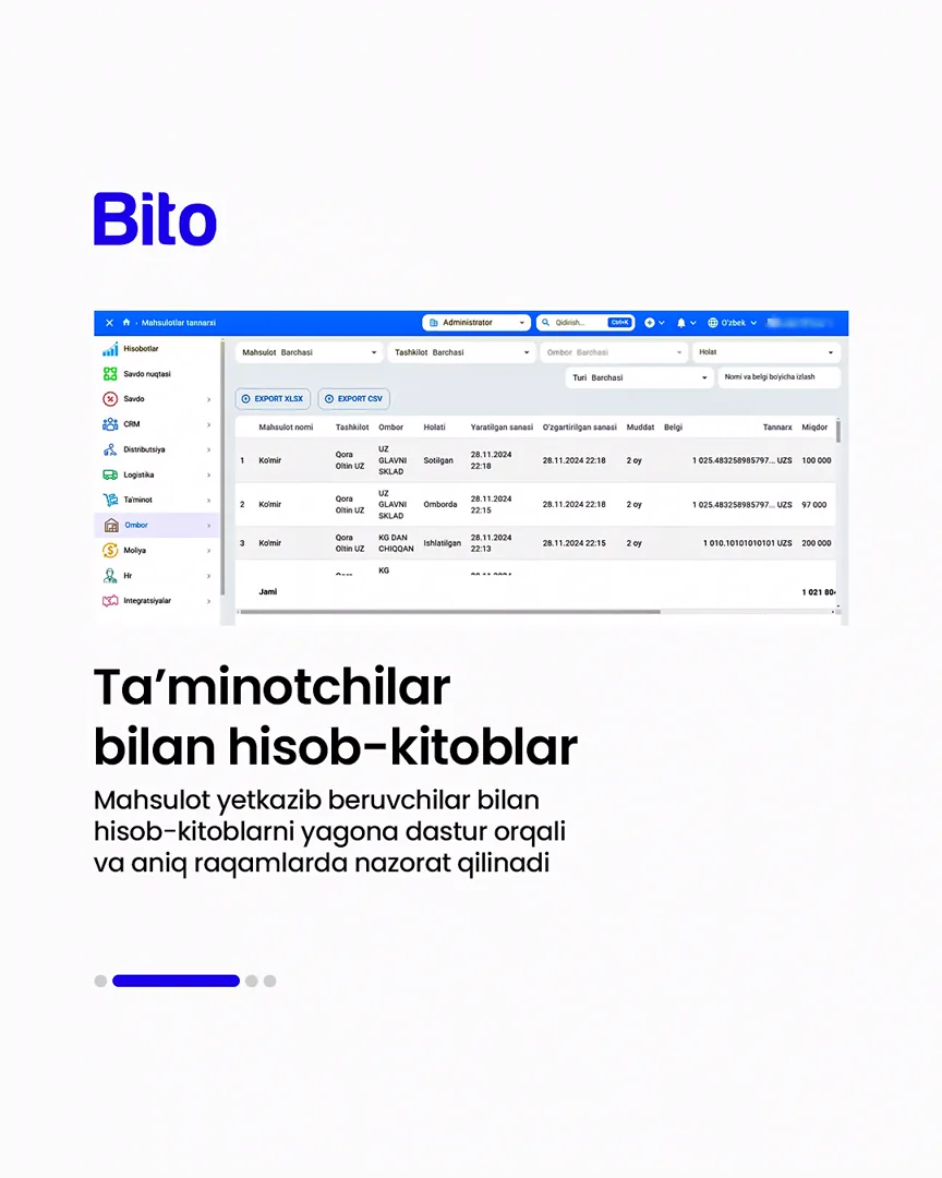 🛠 Qurilish Mollari savdosi uchun eng munosib dastur.

💸 Savdolaringizni online nazorat qiling

📈 Bito - Biz bilan biznesingizni… (3/5)