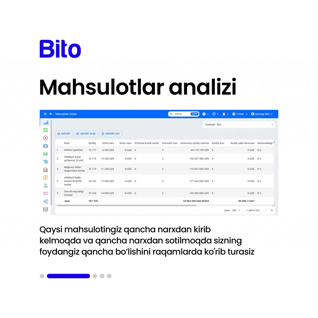📈 BITO ERP sistemasining siz bilmagan qanday xususiyatlari mavjud?
💵 Biznesingiz uchun kerakli bo’lgan xususiyatlar bilan tanishing.
📈… (3/6)