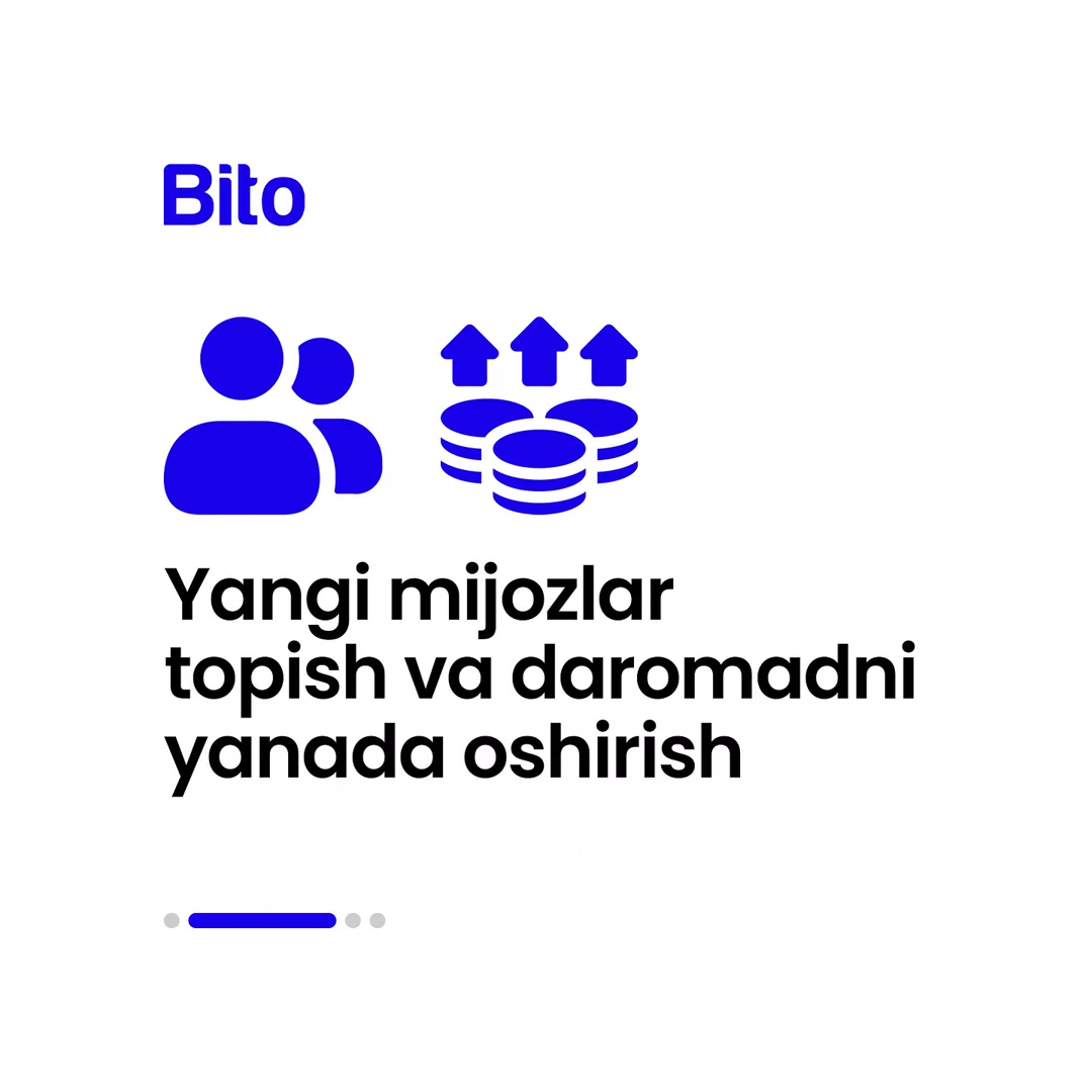 📒 Samarali biznes qilish sirlari nimada?

💸 Biznesni avtomatlashtirgandan kegin nimalarga erishasiz?

📈 Bito - Biz bilan barchasiga… (3/5)